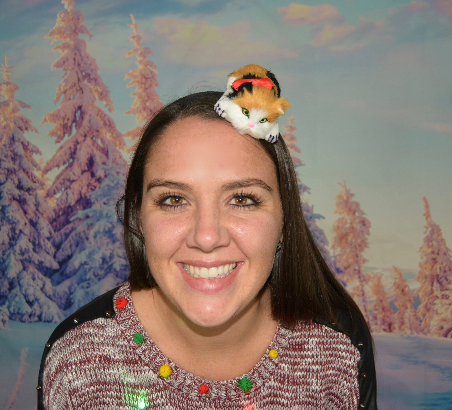 cat lady headband, ugly sweater accessory, 3d cat, women, adults, kitty, cat, Christmas, halloween