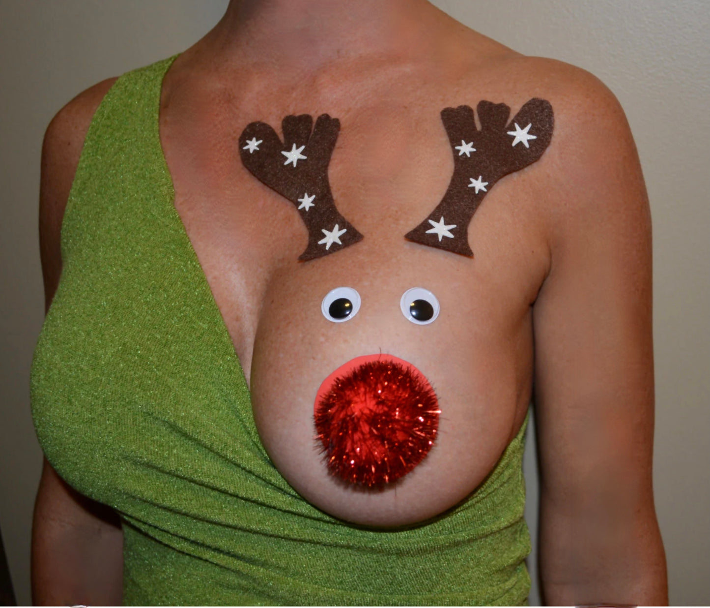 Sexy Ugly Christmas Sweater Pastie, Reindeer boob, Rudolf, women or men, Burlesque, Reindeer, pasties, shirt not included, breast, boob