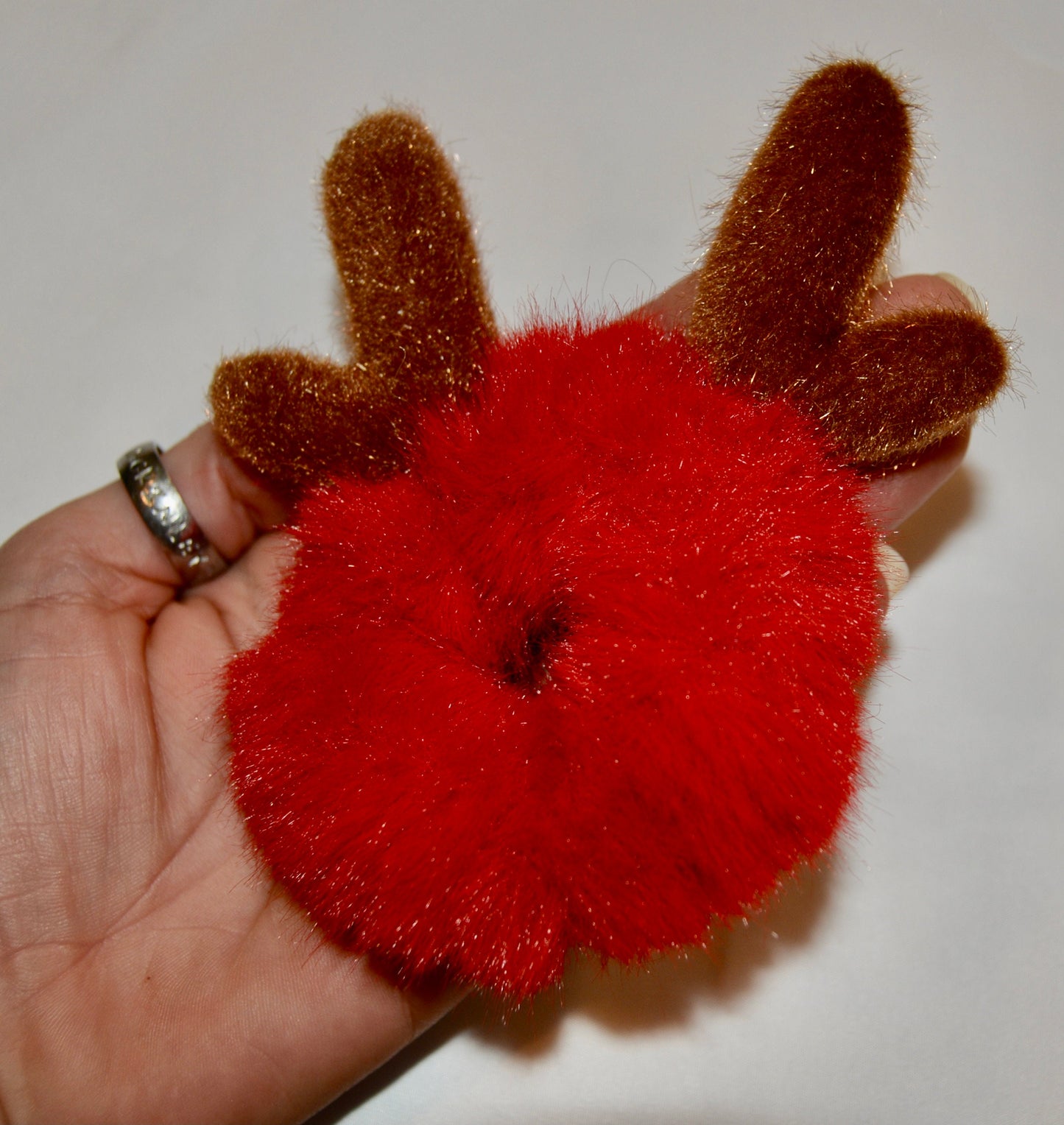 Reindeer scrunchy, Christmas accessory for hair, cute and soft, ugly sweater party, kids or adults