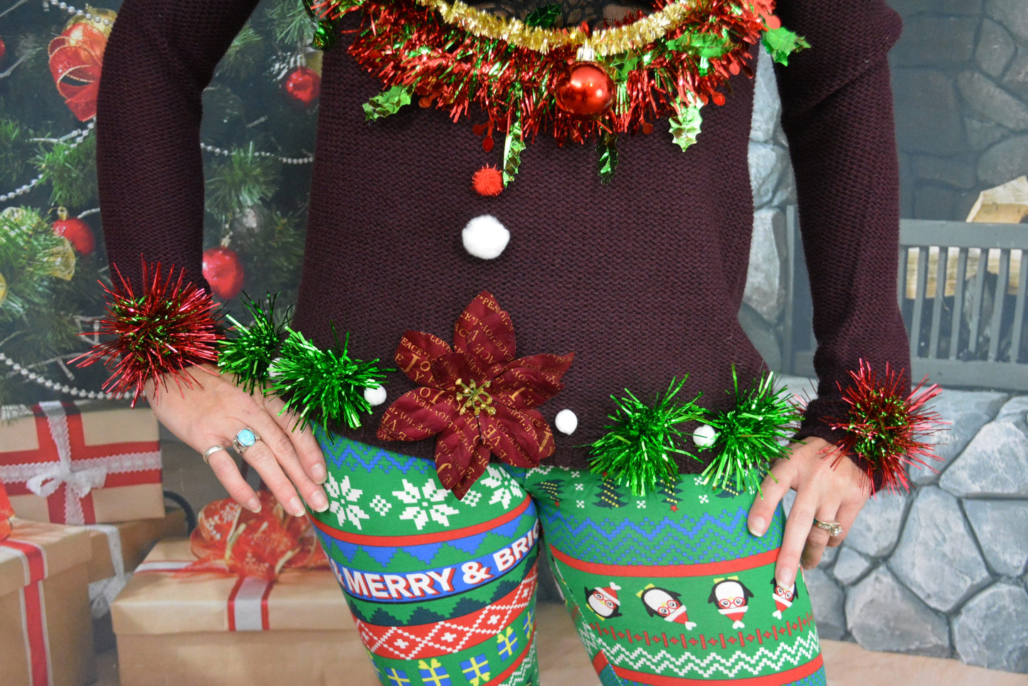 Ugly Christmas Sweater women, Multi size, sexy Christmas Sweater, with pasties, Boob, cut out, chest, breasts, xmas sweater, one of a kind