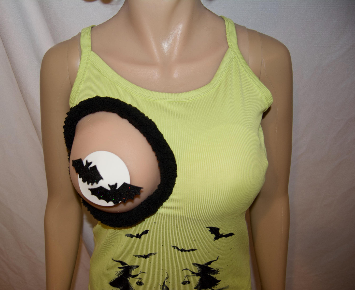 Sexy halloween costume, top only, made for your breasts NOT INSERTS,  see details, boob hole, cut out, witches, boob out, bats, tank top