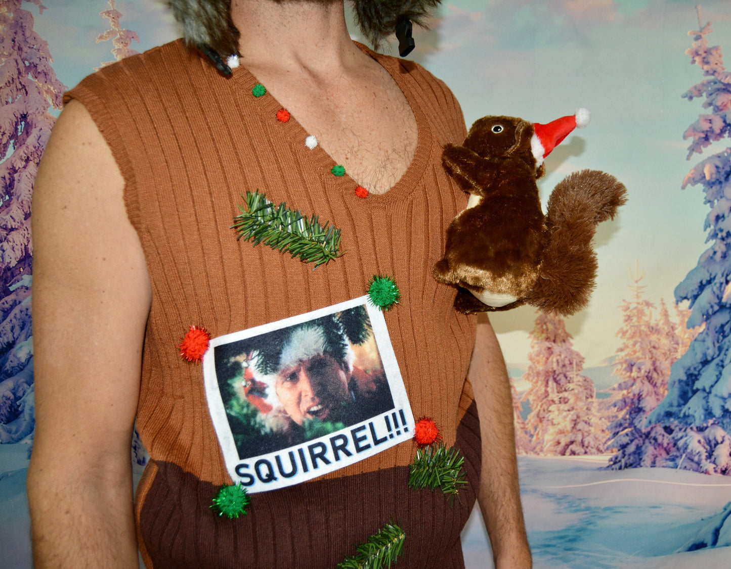 Multi size, Ugly Christmas Sweater vest, squirrel, Christmas vacation, men's, clark griswold, funny, unique, couples ugly christmas sweater