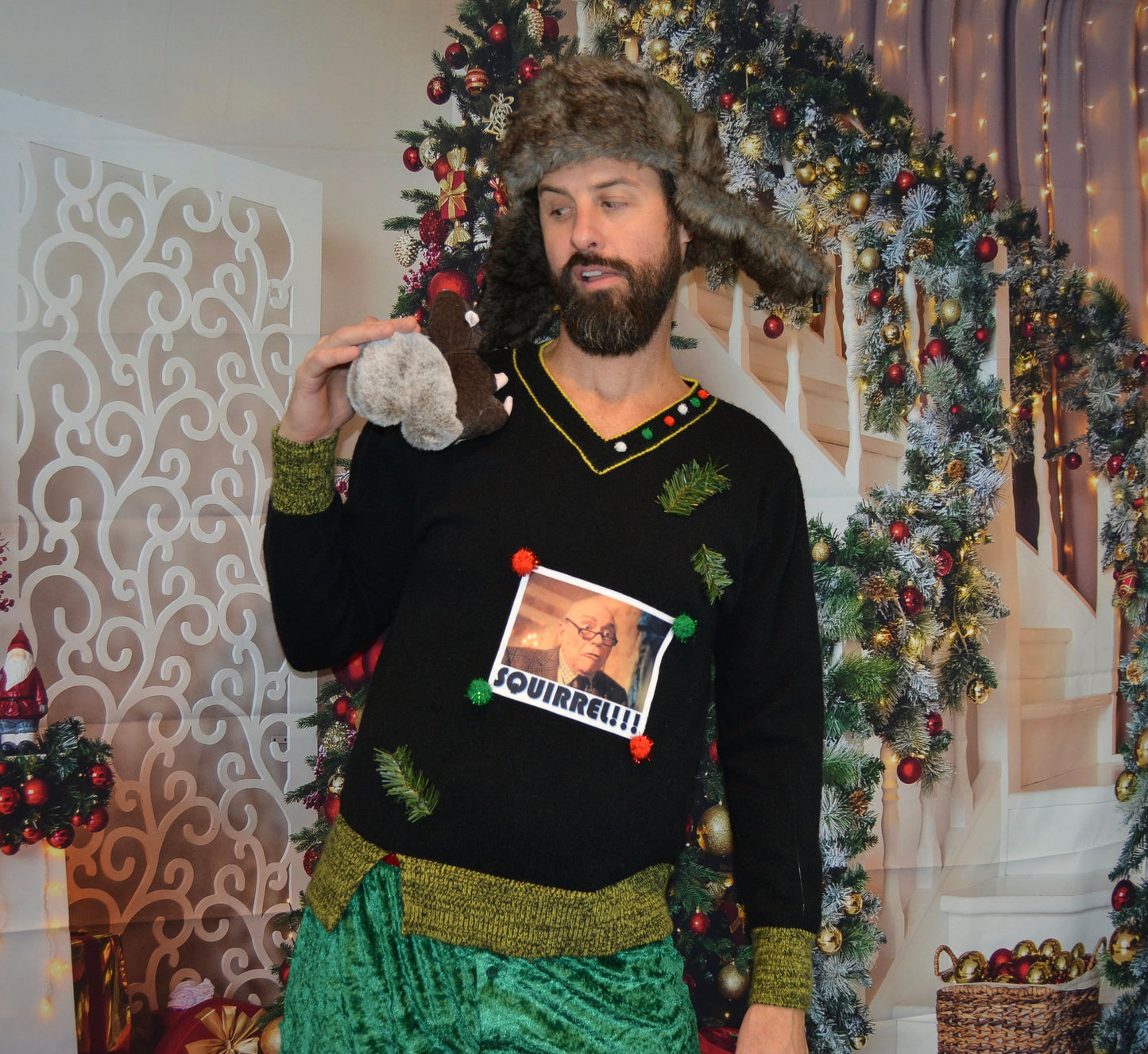 Multi size, Ugly Christmas Sweater vest, squirrel, Christmas vacation, men's, clark griswold, funny, unique, couples ugly christmas sweater