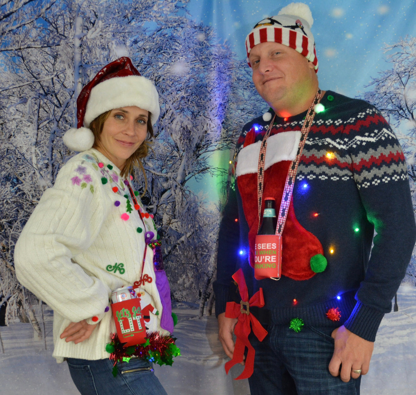 Can cooler Necklace, Ugly Christmas Sweater accessory, drink holder, beer cooler, version of, beer holder, prize for ugly sweater contest