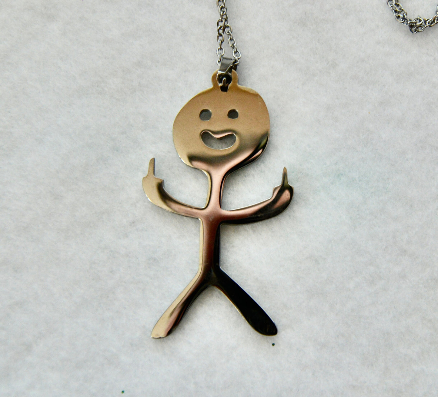 Middle finger stick figure, earrings or necklace, flip the bird, f you, silver, unique and funny, sold separately, gift, white elephant
