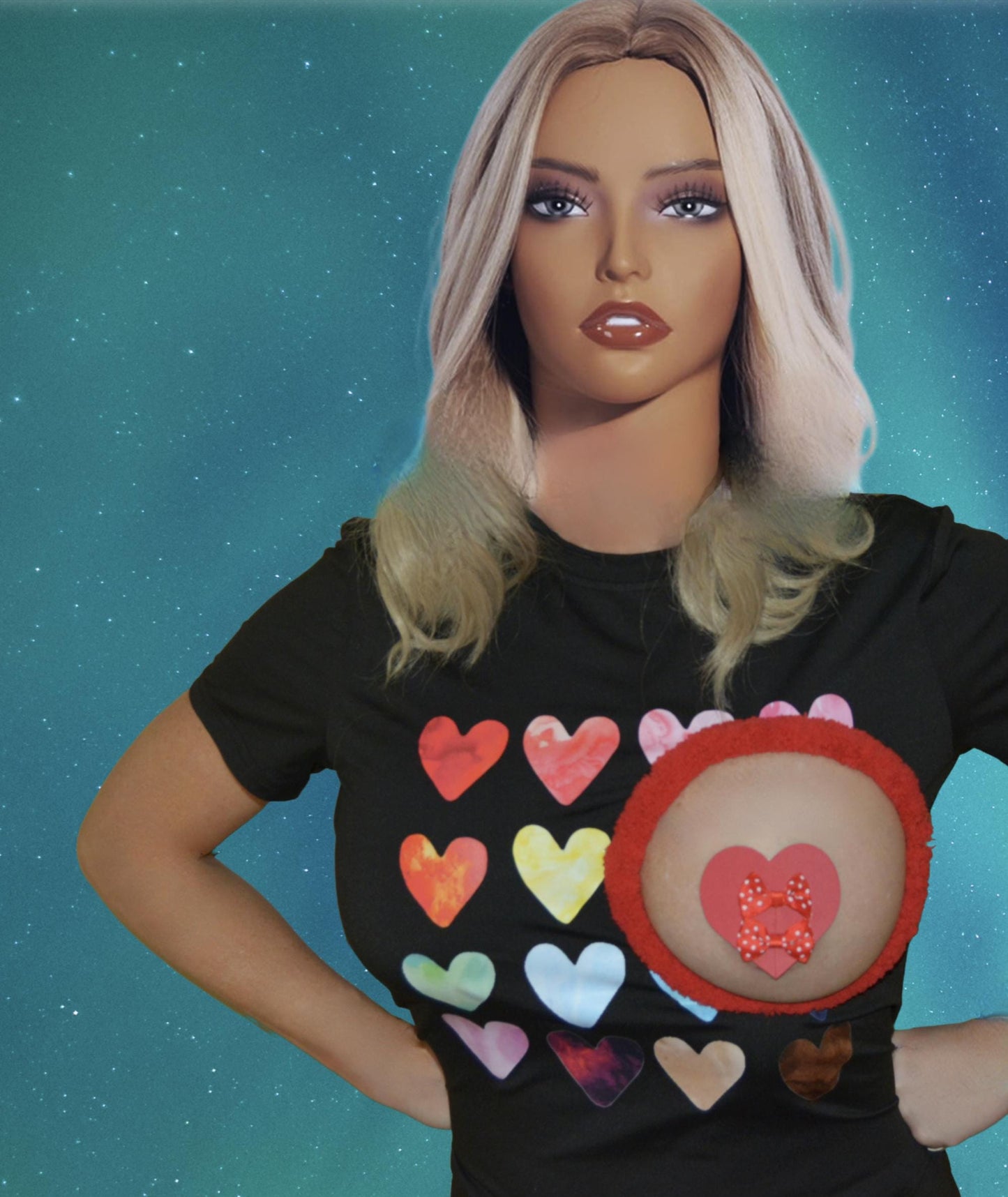 Sexy Valentines day shirt, Made For BARE BREAST, boob out, heart pastie, women's, boob, breast, t-shirt, pastie, heart, boob cut out