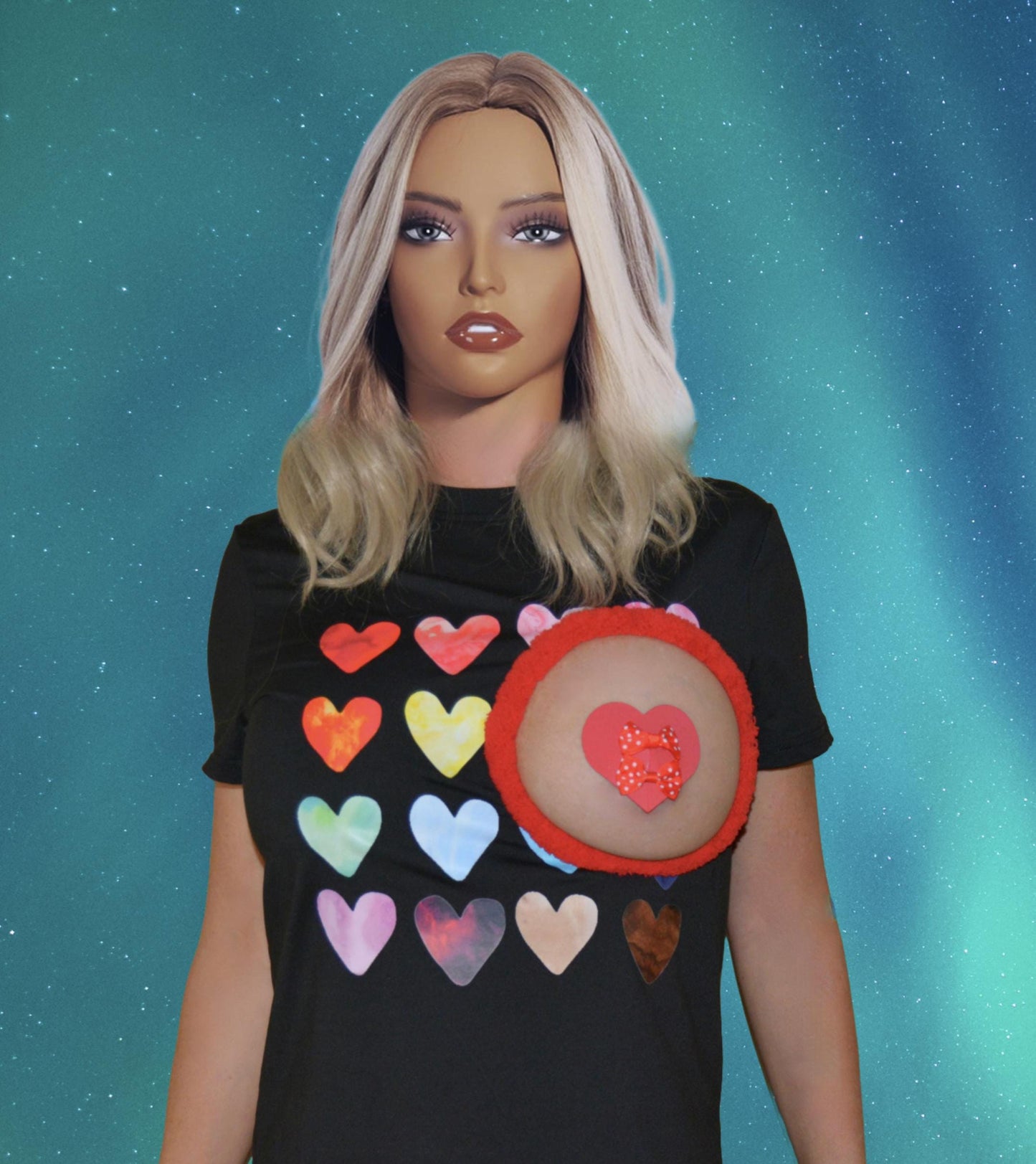 Sexy Valentines day shirt, Made For BARE BREAST, boob out, heart pastie, women's, boob, breast, t-shirt, pastie, heart, boob cut out