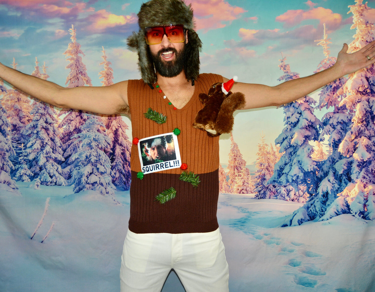 Multi size, Ugly Christmas Sweater vest, squirrel, Christmas vacation, men's, clark griswold, funny, unique, couples ugly christmas sweater