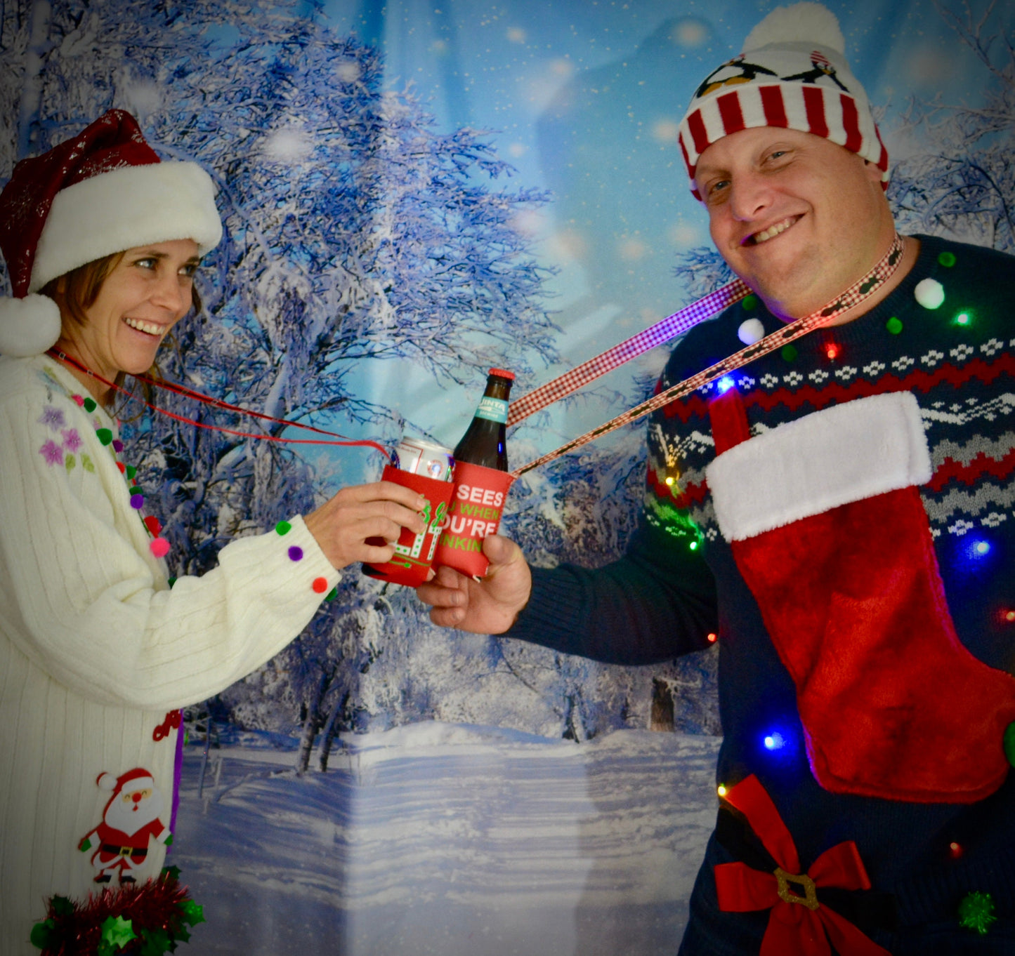 Can cooler Necklace, Ugly Christmas Sweater accessory, drink holder, beer cooler, version of, beer holder, prize for ugly sweater contest