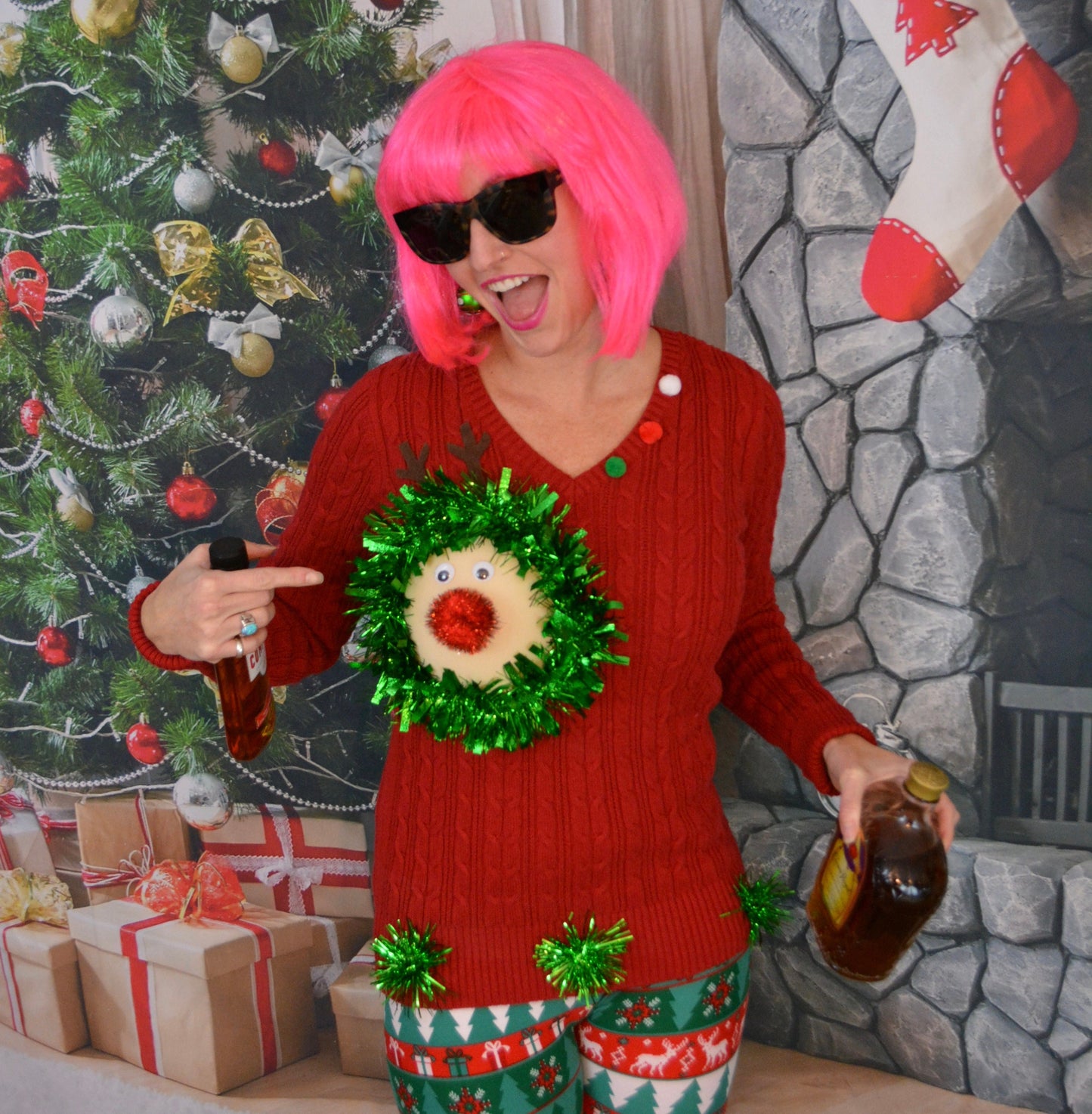 Ugly Christmas Sweater, fake boob, reindeer boob, breast, jumper, reindeer breast, merry titmas, contest winner, sexy, version of this