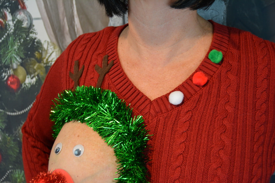 Sexy Ugly Christmas Sweater, reindeer boob, it is NOT A PLASTIC boob, cut out, see details, boob, breast, jumper, reindeer boob, multi versions