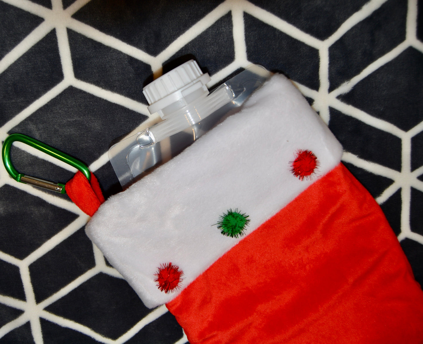 Wine holder stocking, wine flask, hidden, drink holder, stocking, ugly Christmas sweater party, prize for an ugly sweater contest winner