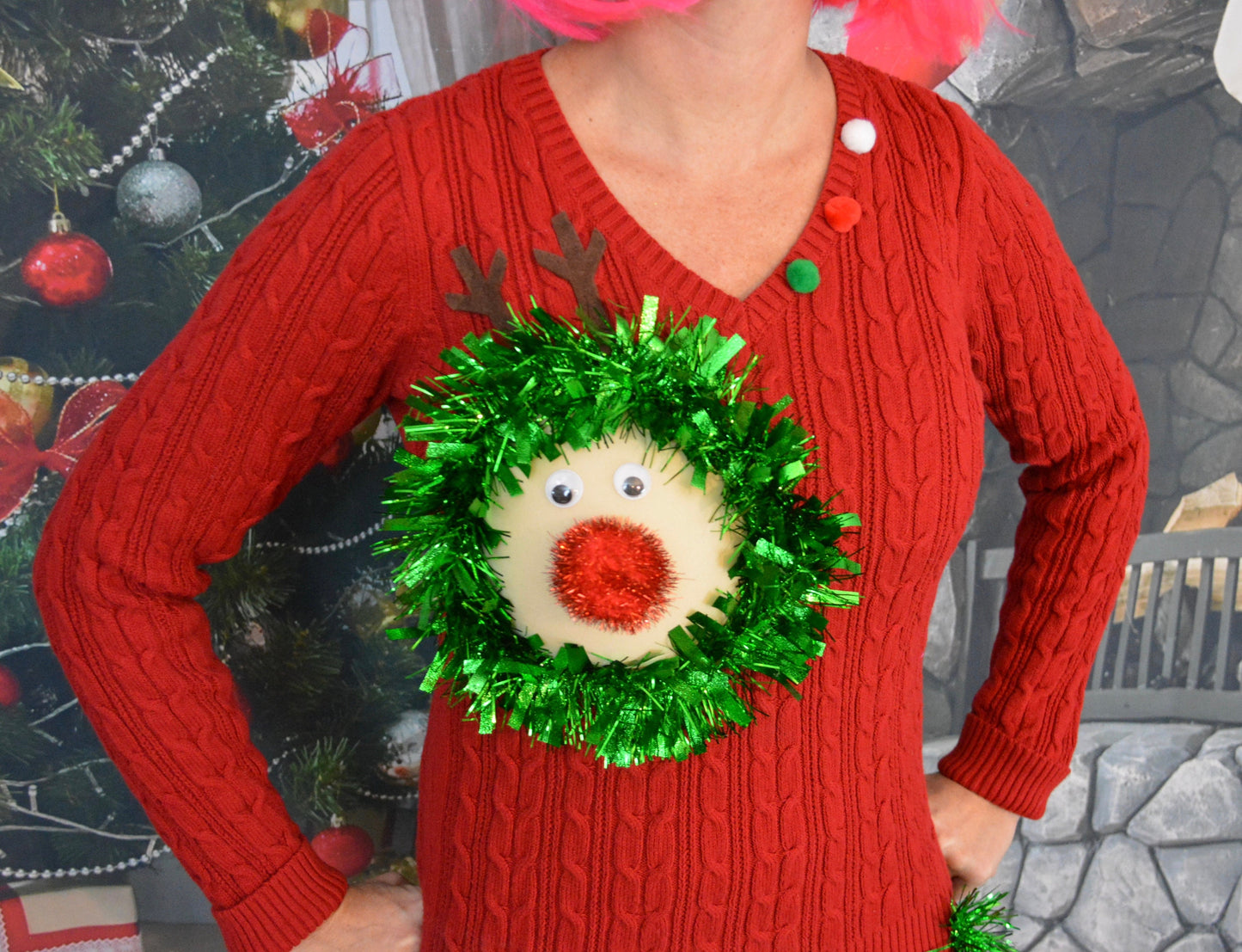 Ugly Christmas Sweater, fake boob, reindeer boob, breast, jumper, reindeer breast, merry titmas, contest winner, sexy, version of this