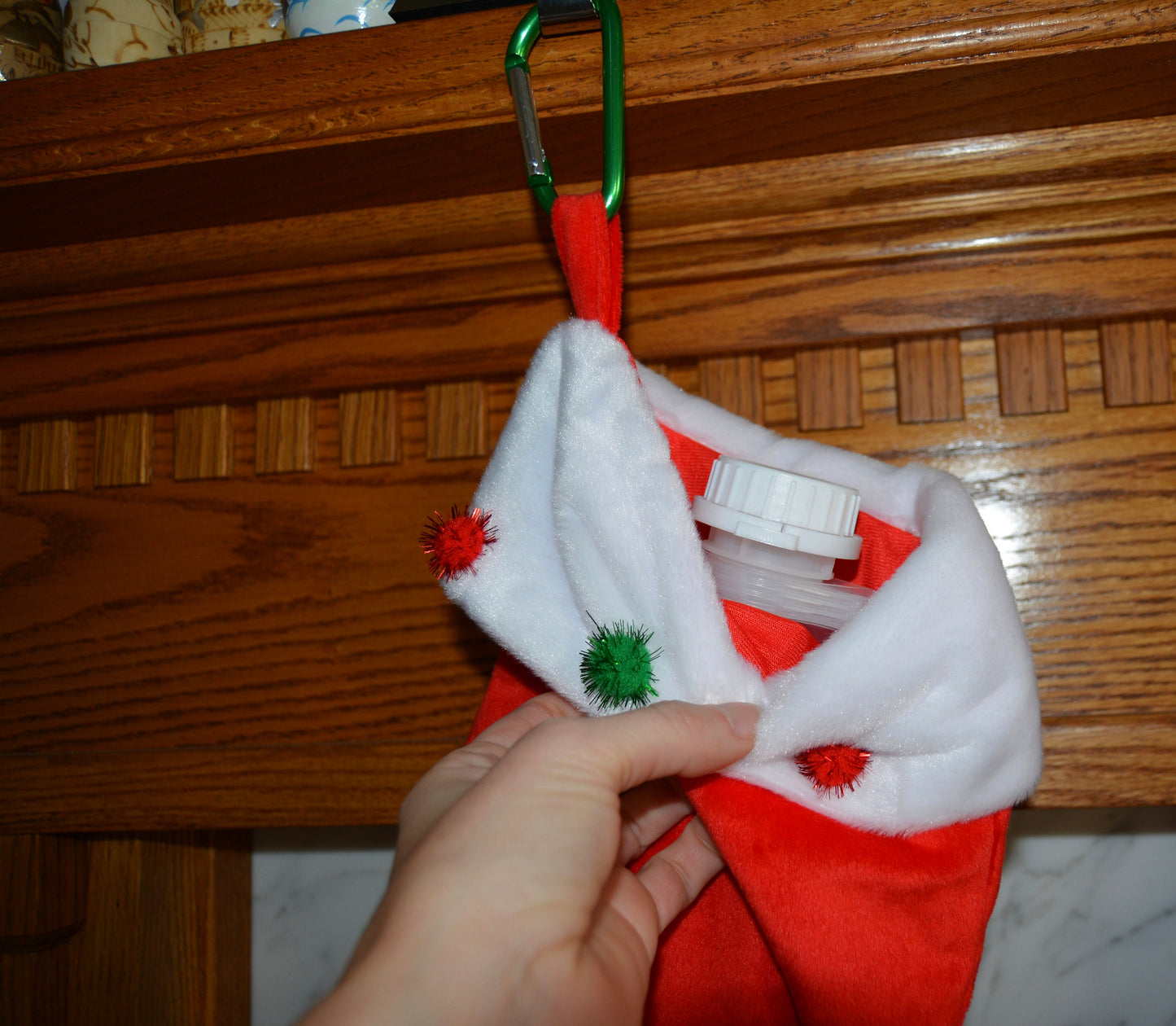 Wine holder stocking, wine flask, hidden, drink holder, stocking, ugly Christmas sweater party, prize for an ugly sweater contest winner