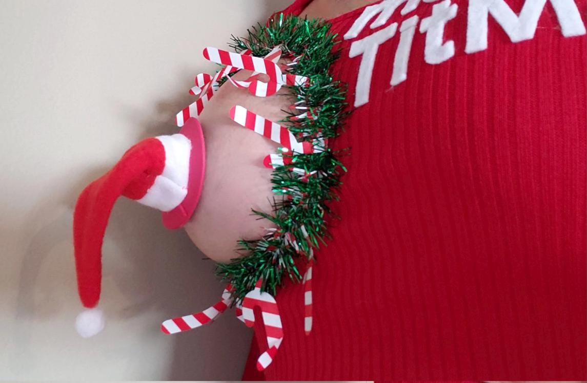 Sexy Ugly Christmas Sweater women, multi size, crop top, merry titmas, it is NOT A PLASTIC boob, women's, boob, breast, jumper, crop top
