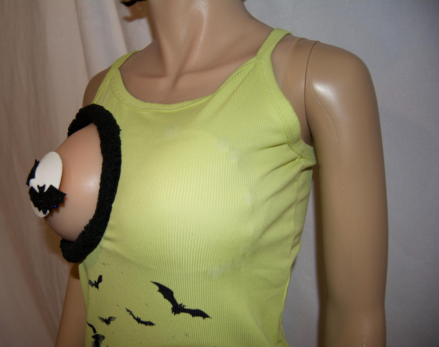 Sexy halloween costume, top only, made for your breasts NOT INSERTS,  see details, boob hole, cut out, witches, boob out, bats, tank top