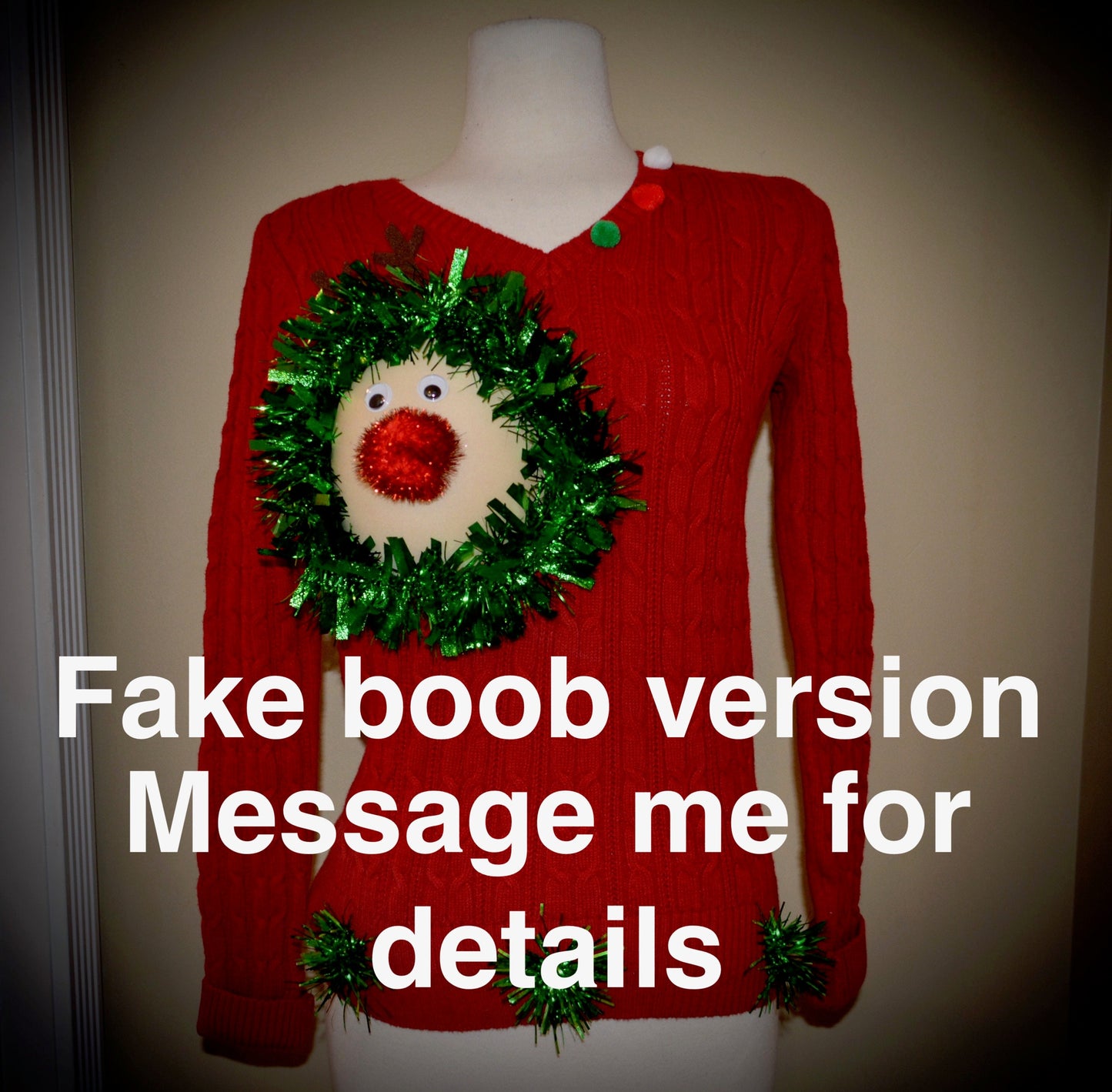 Sexy Ugly Christmas Sweater, reindeer boob, it is NOT A PLASTIC boob, cut out, see details, boob, breast, jumper, reindeer boob, multi versions