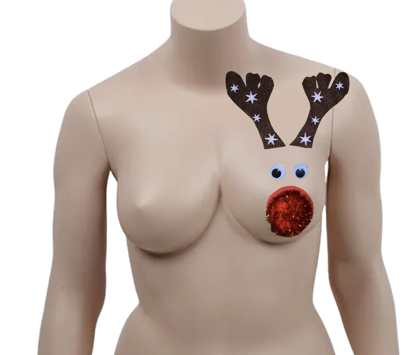 Sexy Ugly Christmas Sweater Pastie, Reindeer boob, Rudolf, women or men, Burlesque, Reindeer, pasties, shirt not included, breast, boob