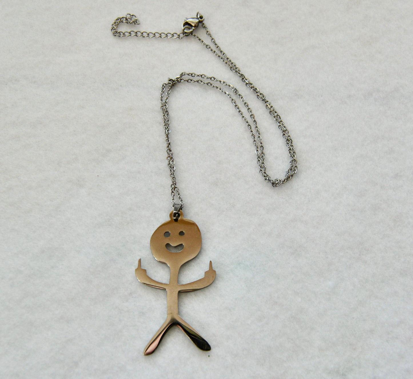 Middle finger stick figure, earrings or necklace, flip the bird, f you, silver, unique and funny, sold separately, gift, white elephant