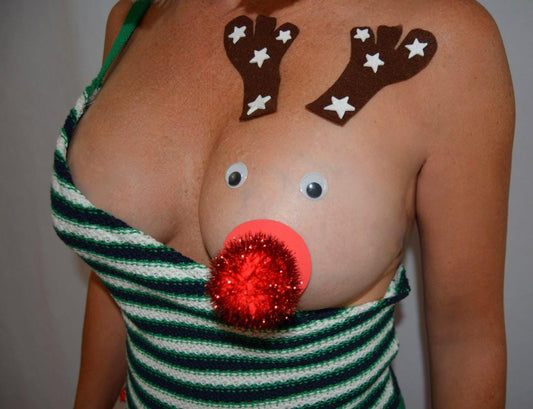 Sexy Ugly Christmas Sweater, reindeer boob, tank included, off shoulder, see details, boob, breast, jumper, NOT A PLASTIC boob, naughty
