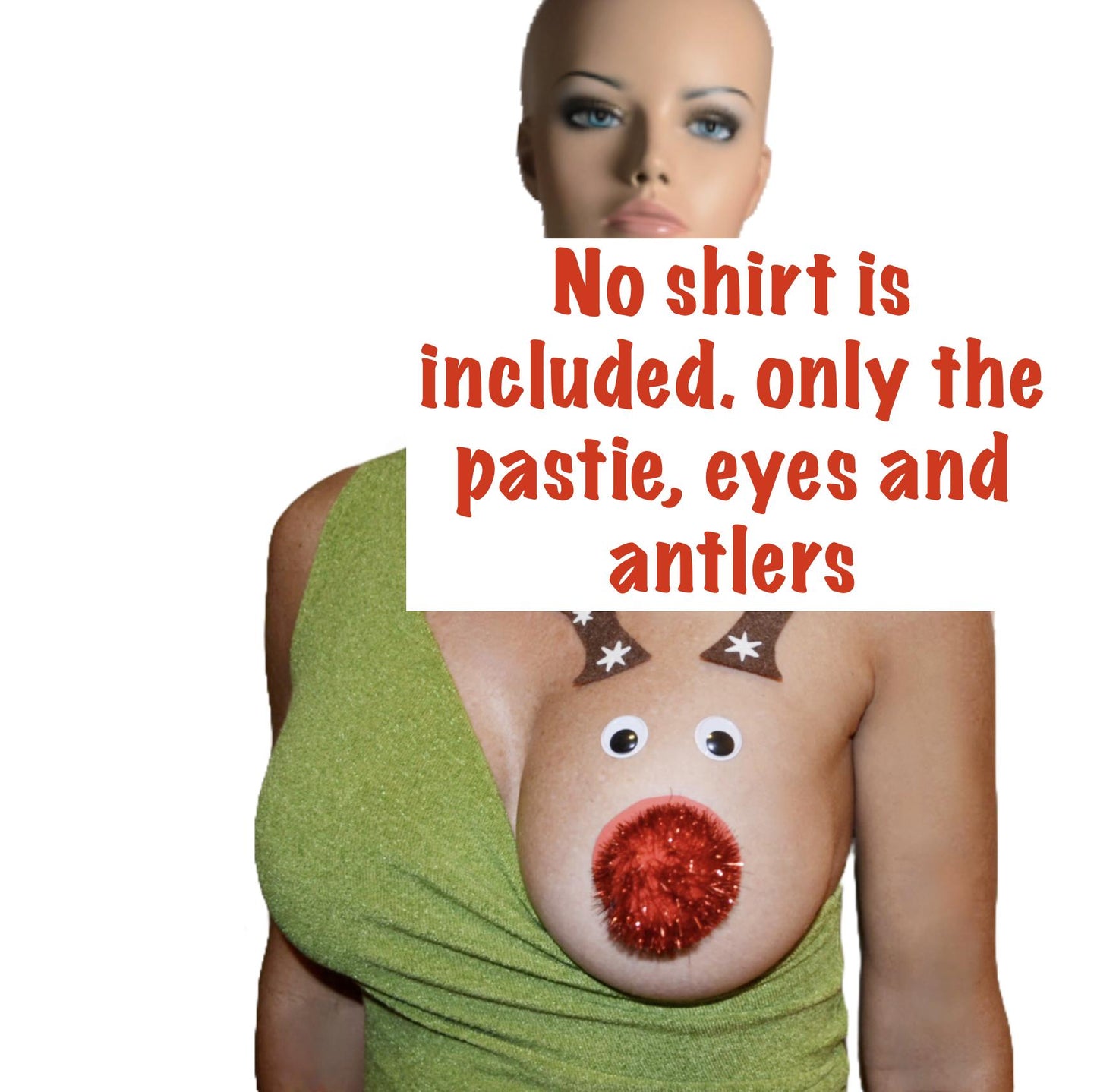 Sexy Ugly Christmas Sweater Pastie, Reindeer boob, Rudolf, women or men, Burlesque, Reindeer, pasties, shirt not included, breast, boob