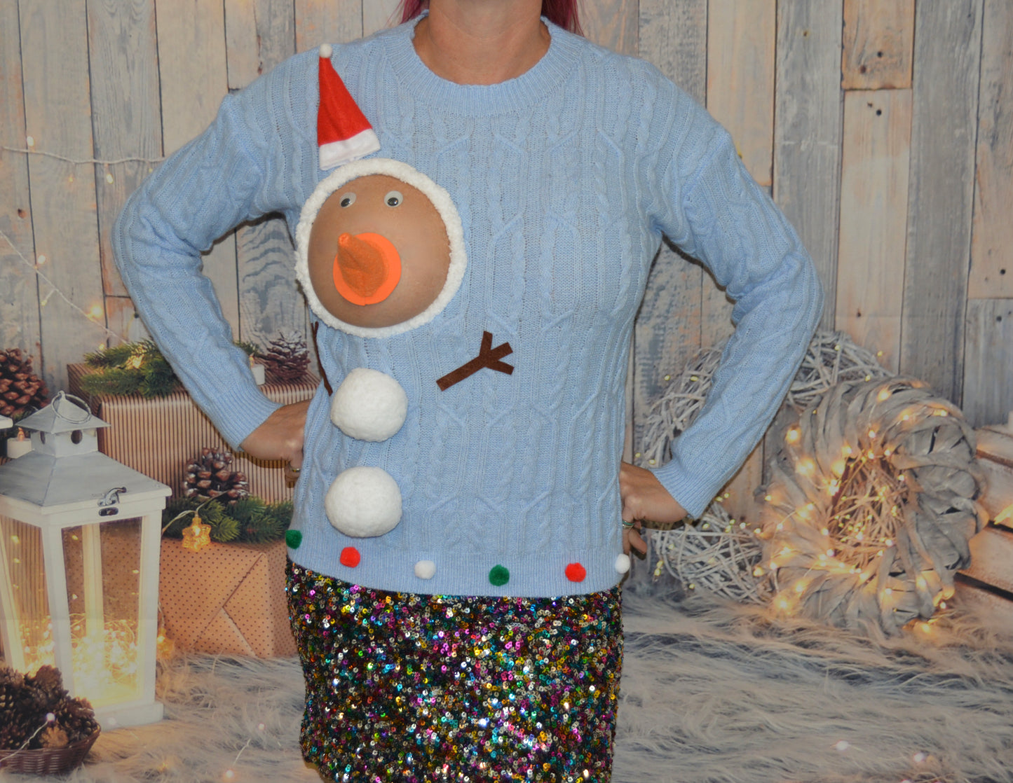Sexy Ugly Christmas Sweater, snowman boobs