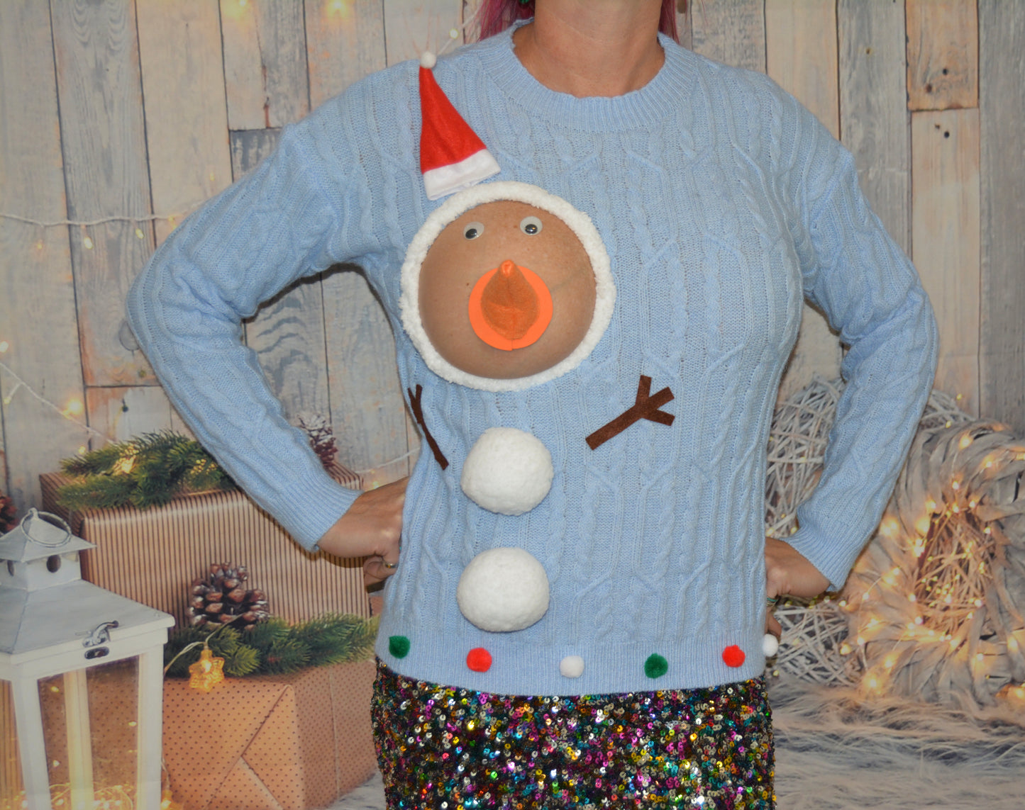 Sexy Ugly Christmas Sweater, snowman boobs