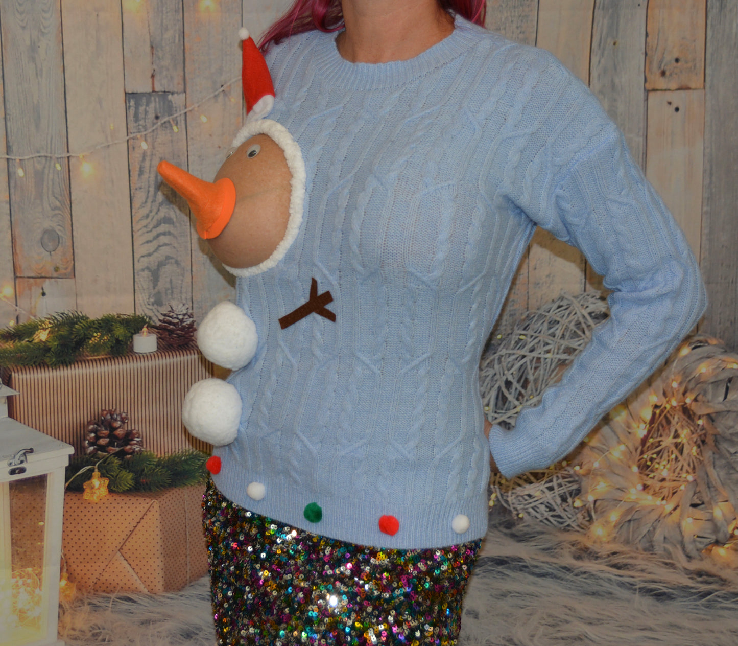 Sexy Ugly Christmas Sweater, snowman boobs