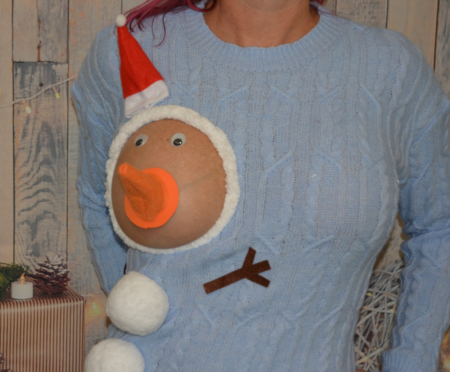 Sexy Ugly Christmas Sweater, snowman boobs