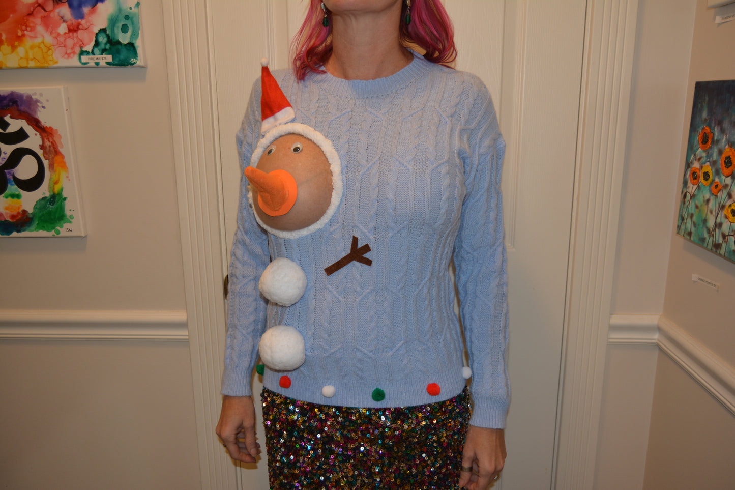 Sexy Ugly Christmas Sweater, snowman boobs