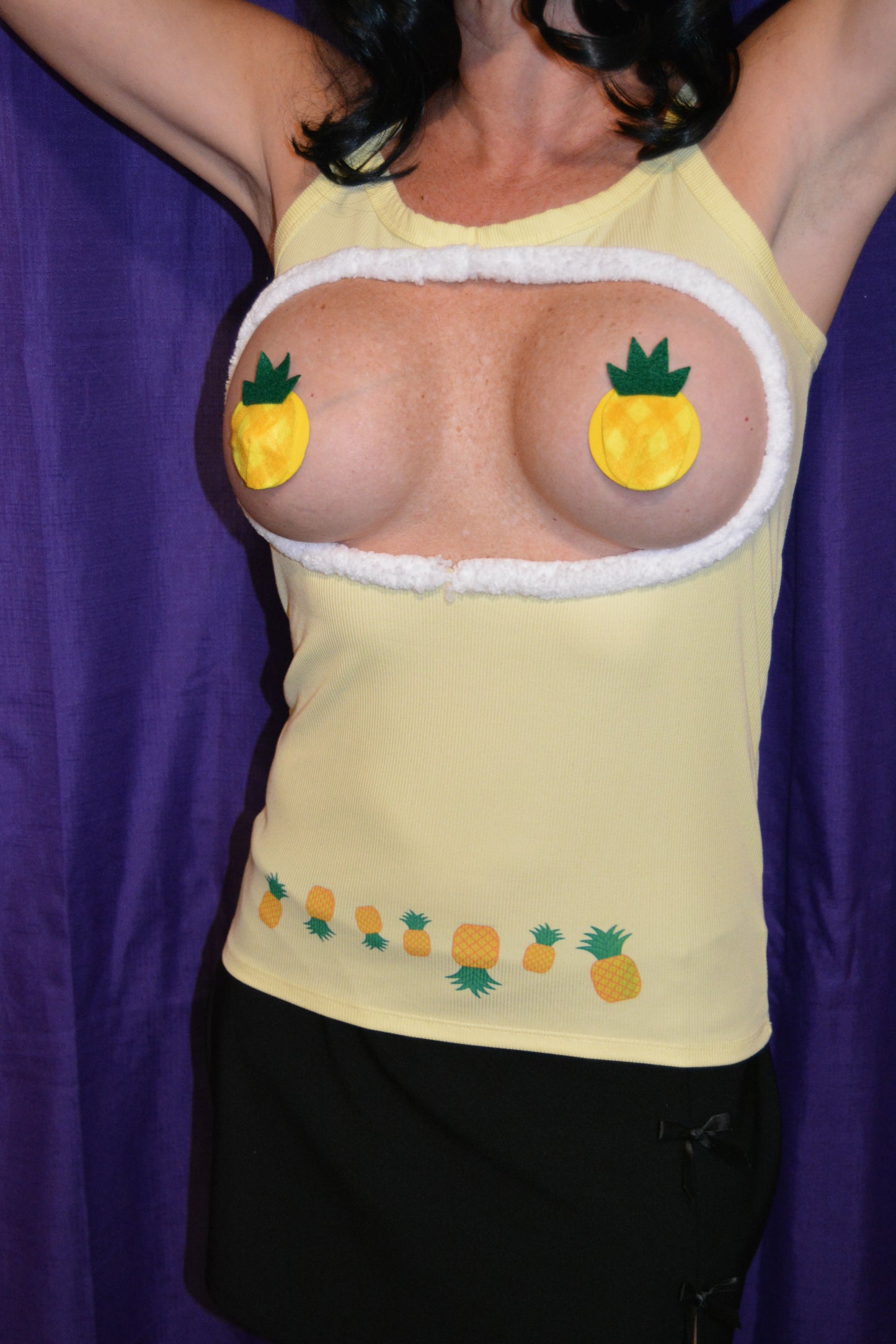 Sexy upside down pineapple shirt, made for your breasts NOT INSERTS, pasties, see details, boob hole, breast, life style, swingers, Small/M