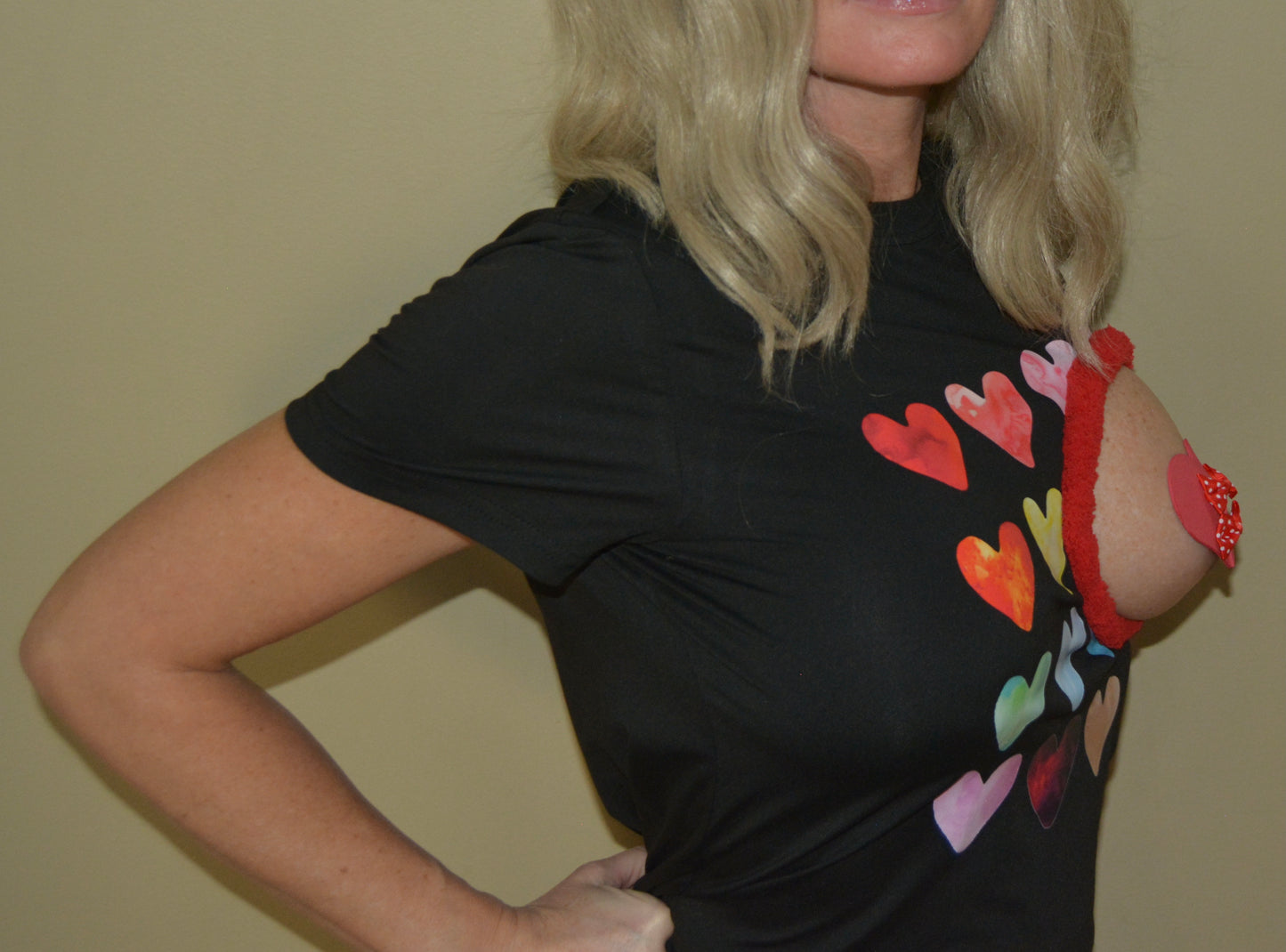 Sexy Valentines day shirt, Made For BARE BREAST, boob out, heart pastie, women's, boob, breast, t-shirt, pastie, heart, boob cut out