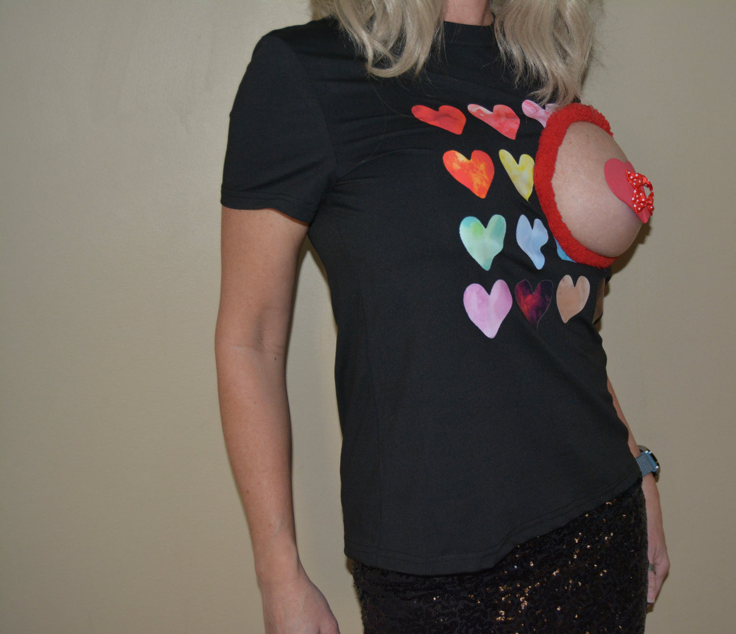 Sexy Valentines day shirt, Made For BARE BREAST, boob out, heart pastie, women's, boob, breast, t-shirt, pastie, heart, boob cut out