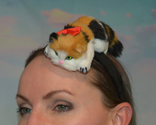 cat lady headband, ugly sweater accessory, 3d cat, women, adults, kitty, cat, Christmas, halloween