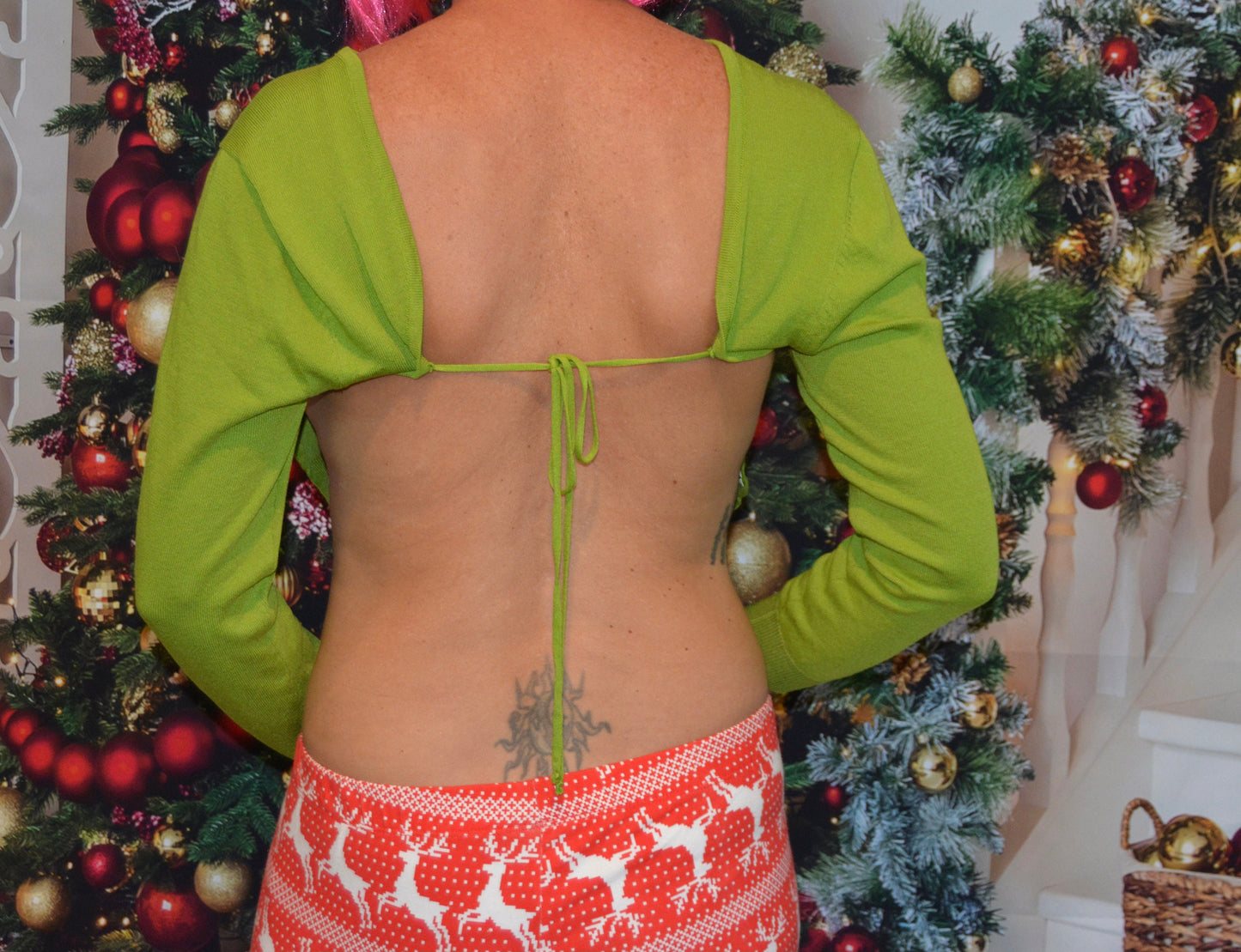 Ugly Christmas sweater, I put out for Santa, crop top, Sexy backless, Christmas top, Woman, jumper, open back, under boob, side boob
