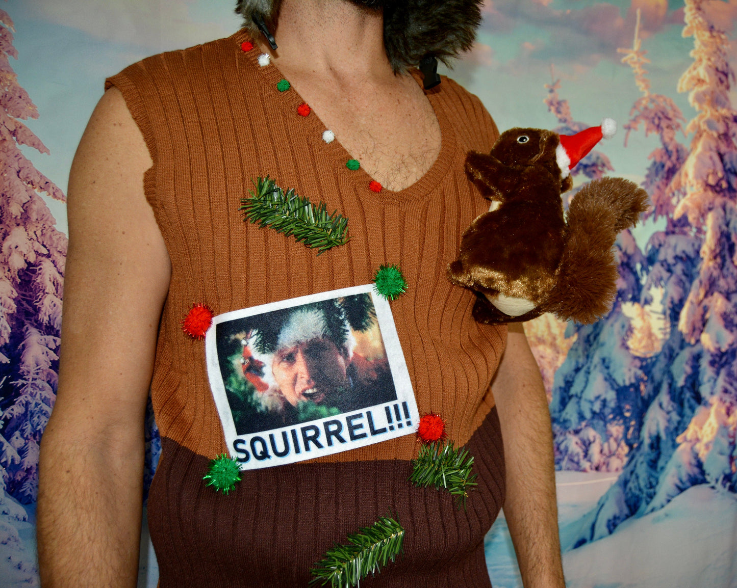 Multi size, Ugly Christmas Sweater vest, squirrel, Christmas vacation, men's, clark griswold, funny, unique, couples ugly christmas sweater
