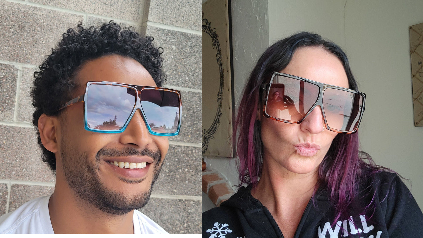Dope Oversize sunglasses, men, women, stylish, rad and fun, flat top, square