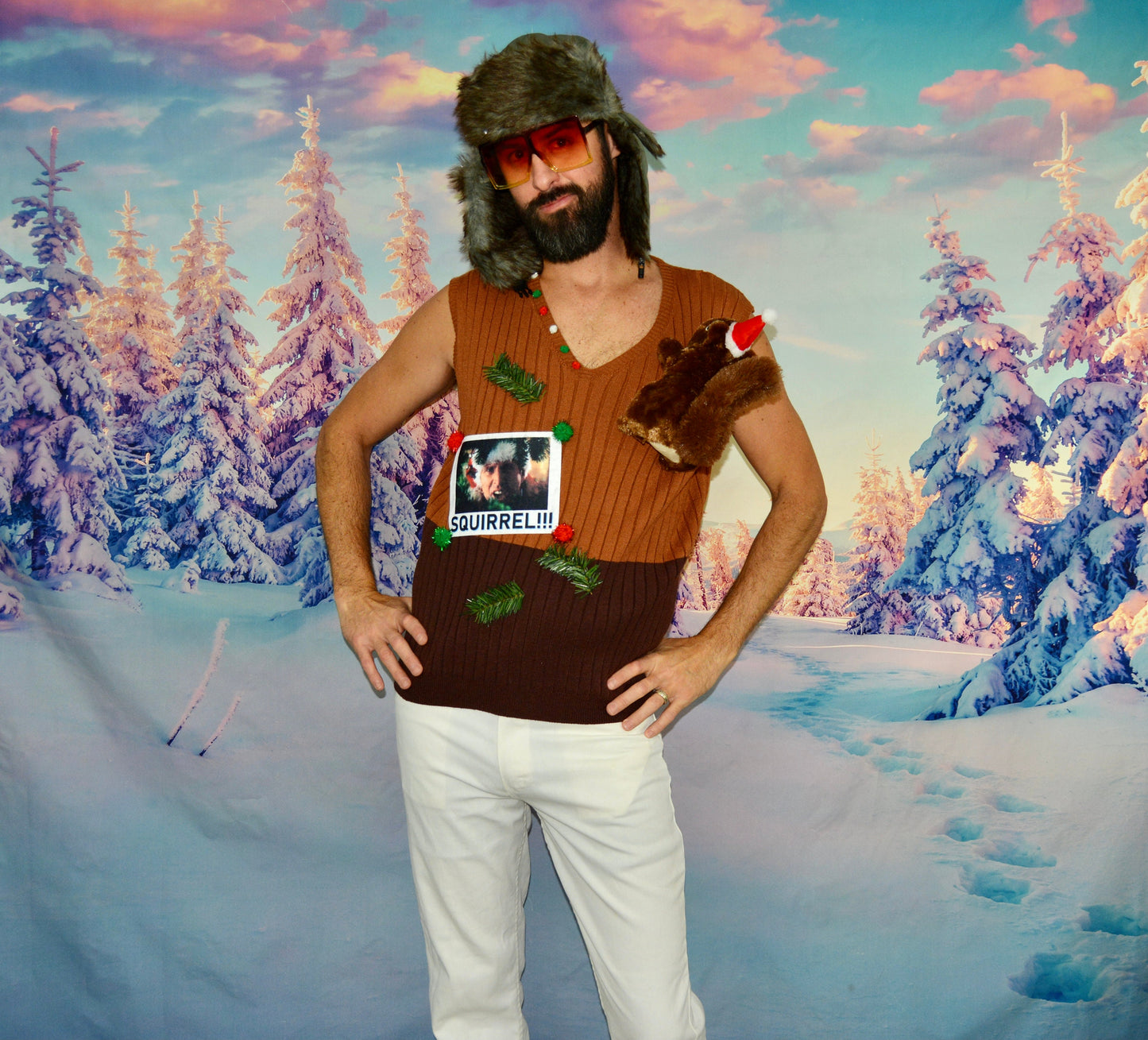 Multi size, Ugly Christmas Sweater vest, squirrel, Christmas vacation, men's, clark griswold, funny, unique, couples ugly christmas sweater