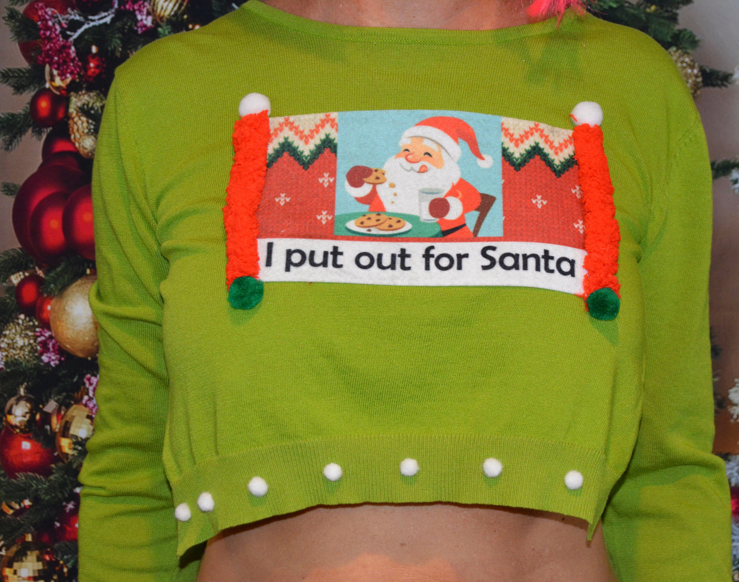 Ugly Christmas sweater, I put out for Santa, crop top, Sexy backless, Christmas top, Woman, jumper, open back, under boob, side boob