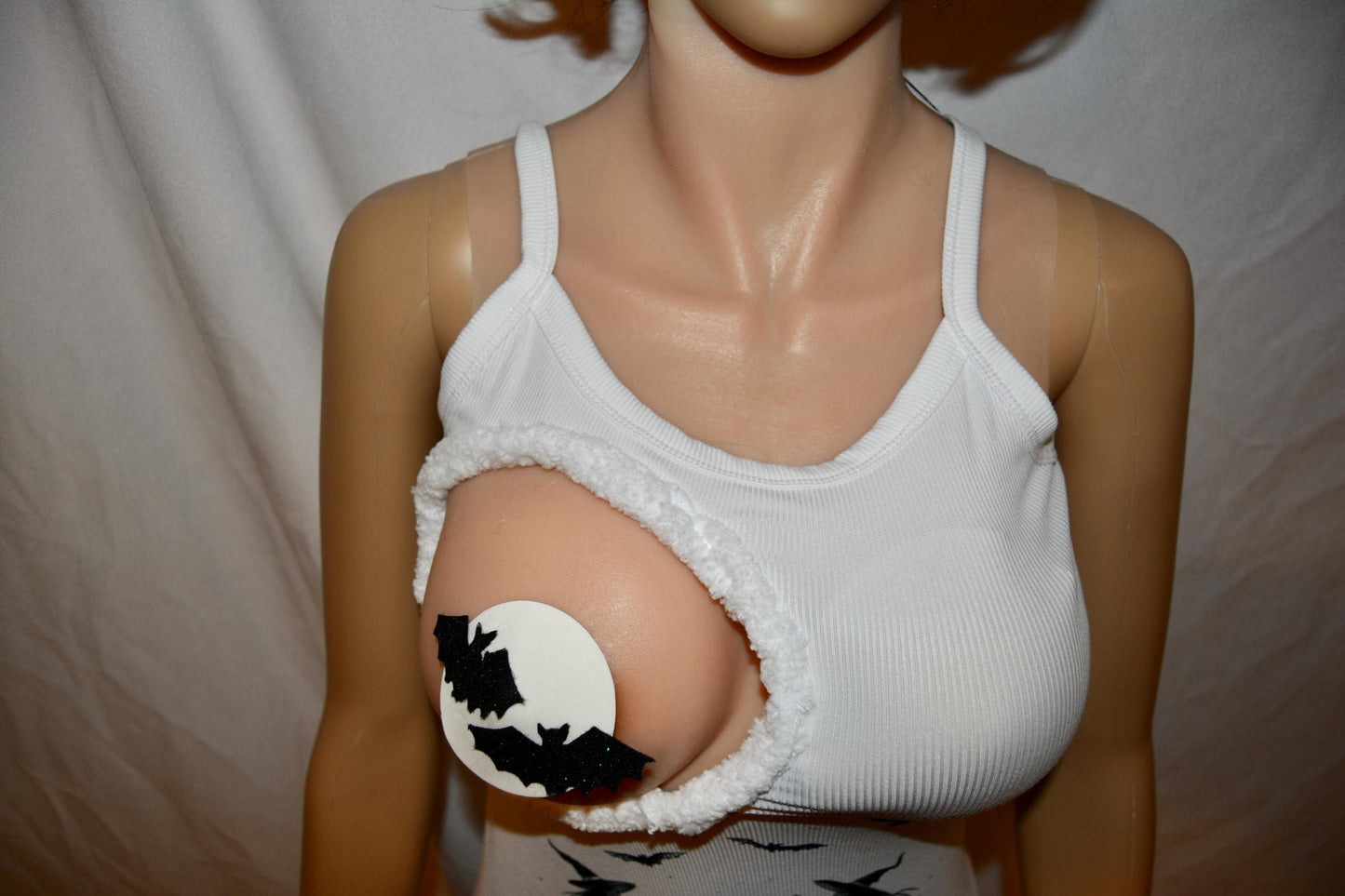 xs/s Sexy halloween costume, top only, made for your breasts NOT INSERTS,  see details, boob hole, cut out, witch, boob out, bats, tank top