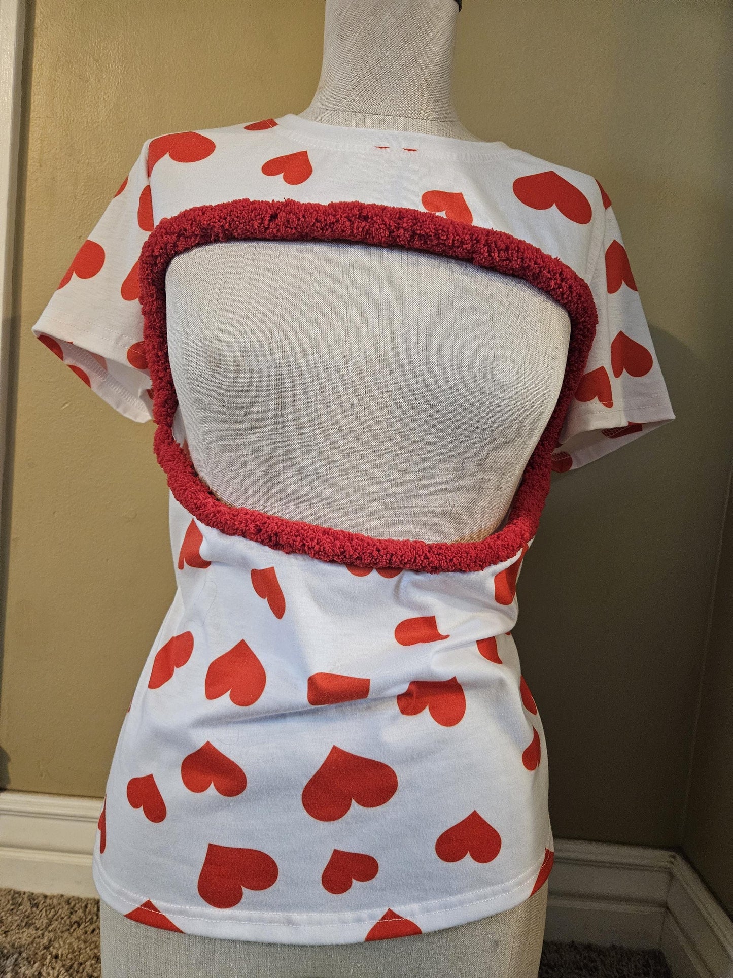 Sexy Valentines day shirt, Made For BARE BREAST, boob out, heart pasties, women's, boobs, breast, t-shirt, pastie, heart, 2 boob cut out