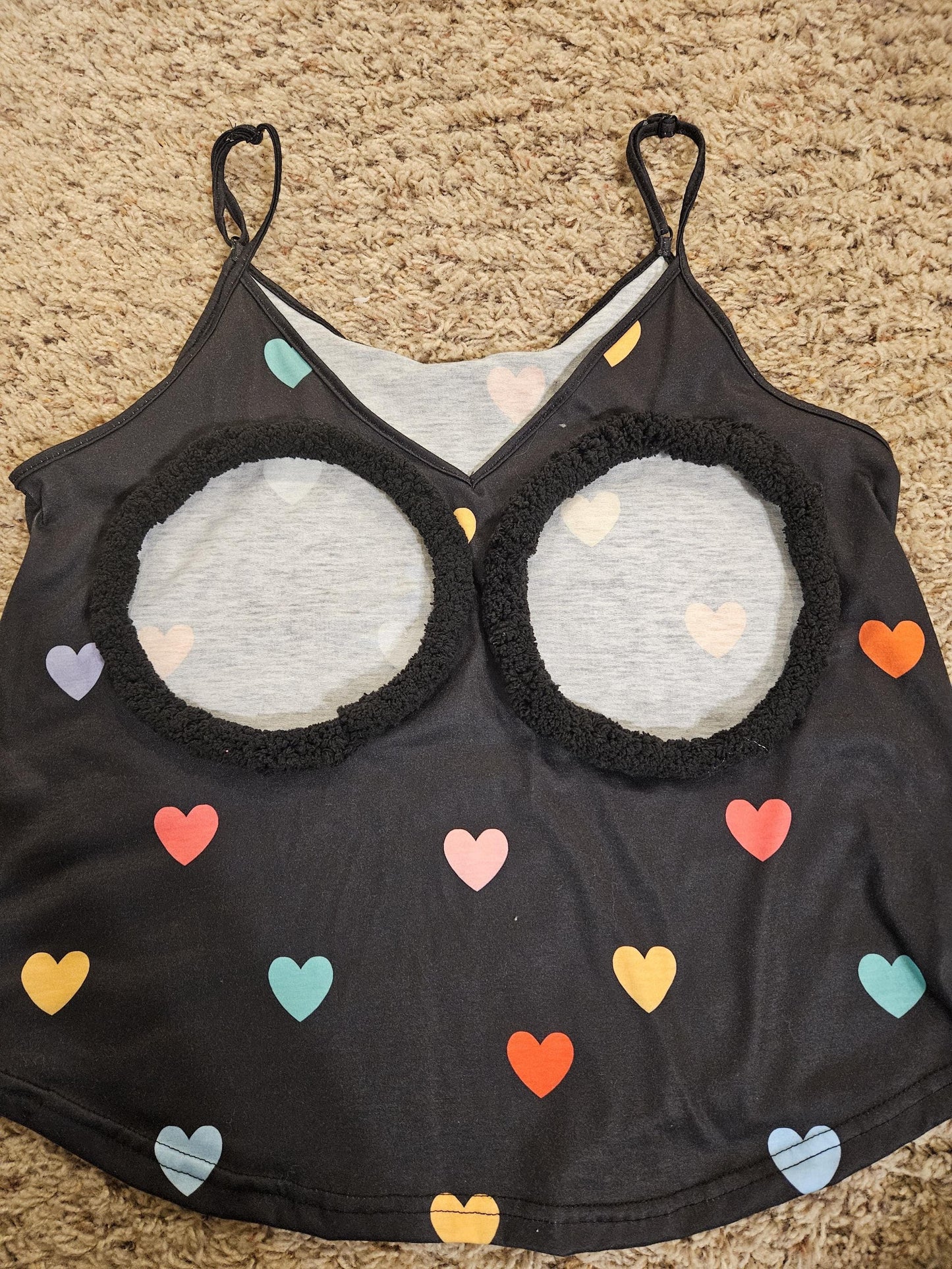 Sexy Valentines day tank top, Made For BARE BREASTS, boob out, hearts, women's, boobs, breast, 2 boobs, pastie, heart, 2 boob cut out