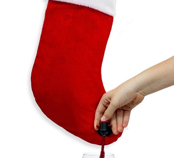 Wine holder stocking, wine flask, hidden, drink holder, stocking, ugly Christmas sweater party, prize for an ugly sweater contest winner